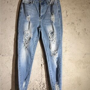 American Bazi Light Blue Distressed Boyfriend Jeans